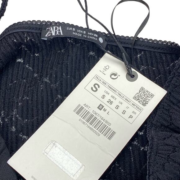NWT ZARA Lace Asymmetrical Romper Sz Small Black - Picture 5 of 6